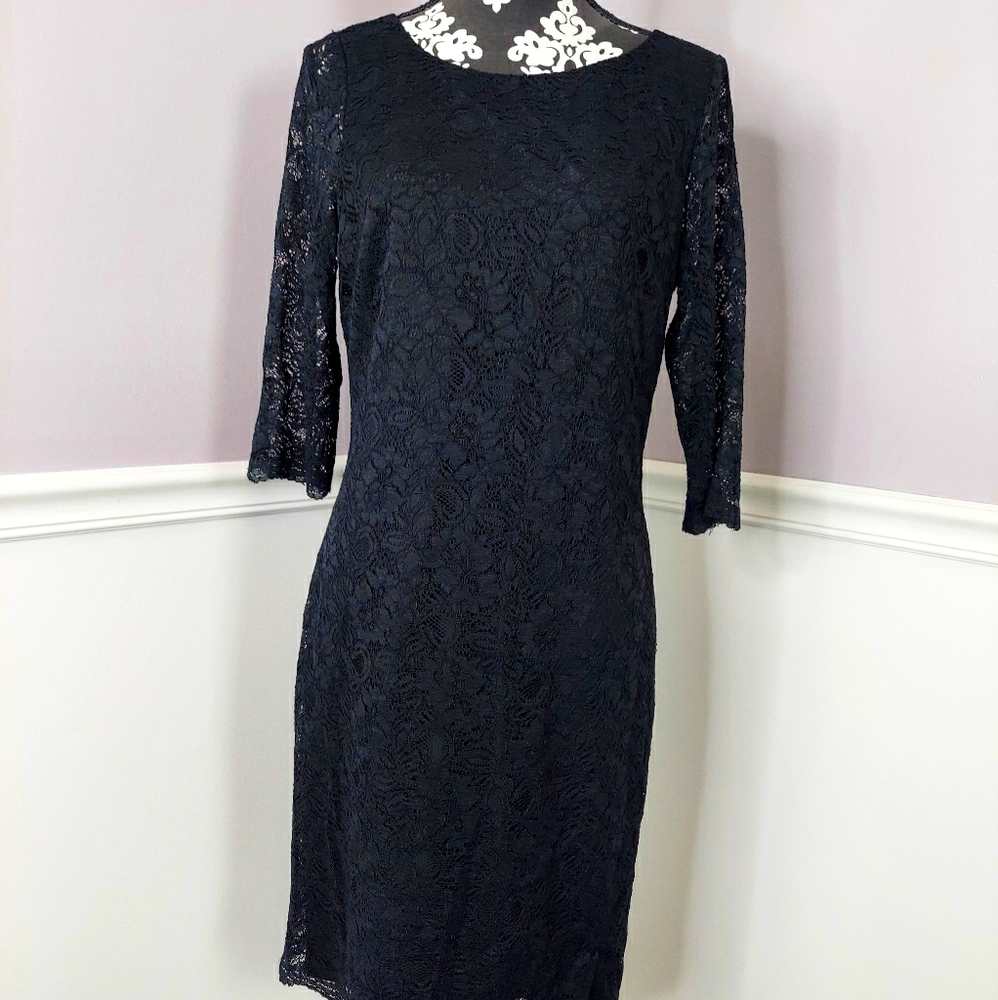 Banana Republic long sleeve black lace dress